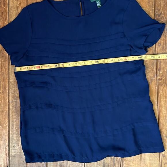 Women’s Ralph Lauren Blue Boxy Pleated Blouse Short Sleeve size medium - Picture 4 of 5
